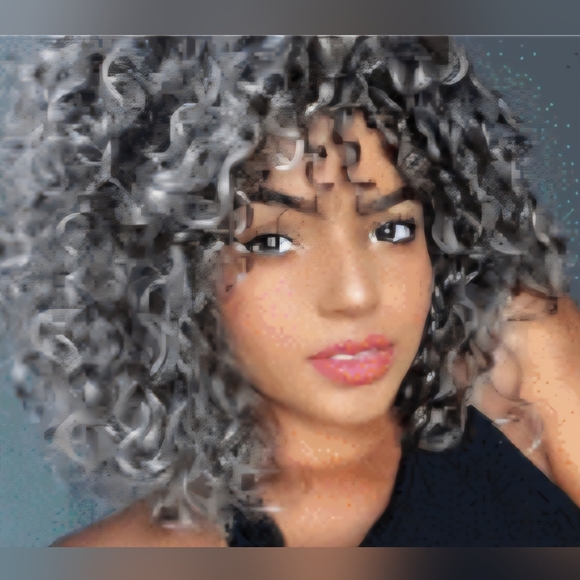 Gray & Black Curly Wig - Picture 1 of 7